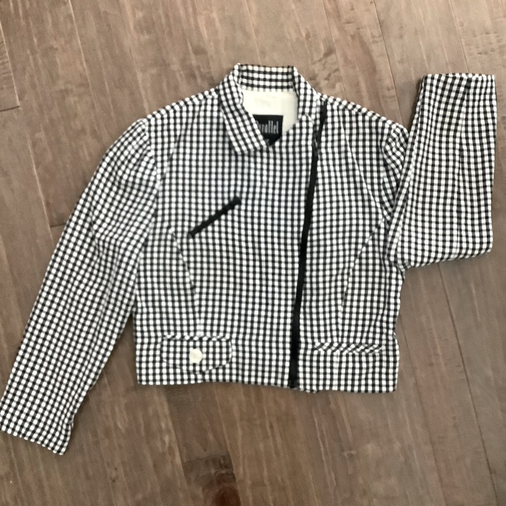Parallel Black and White Fully Lined  Check Blazer, Size L
